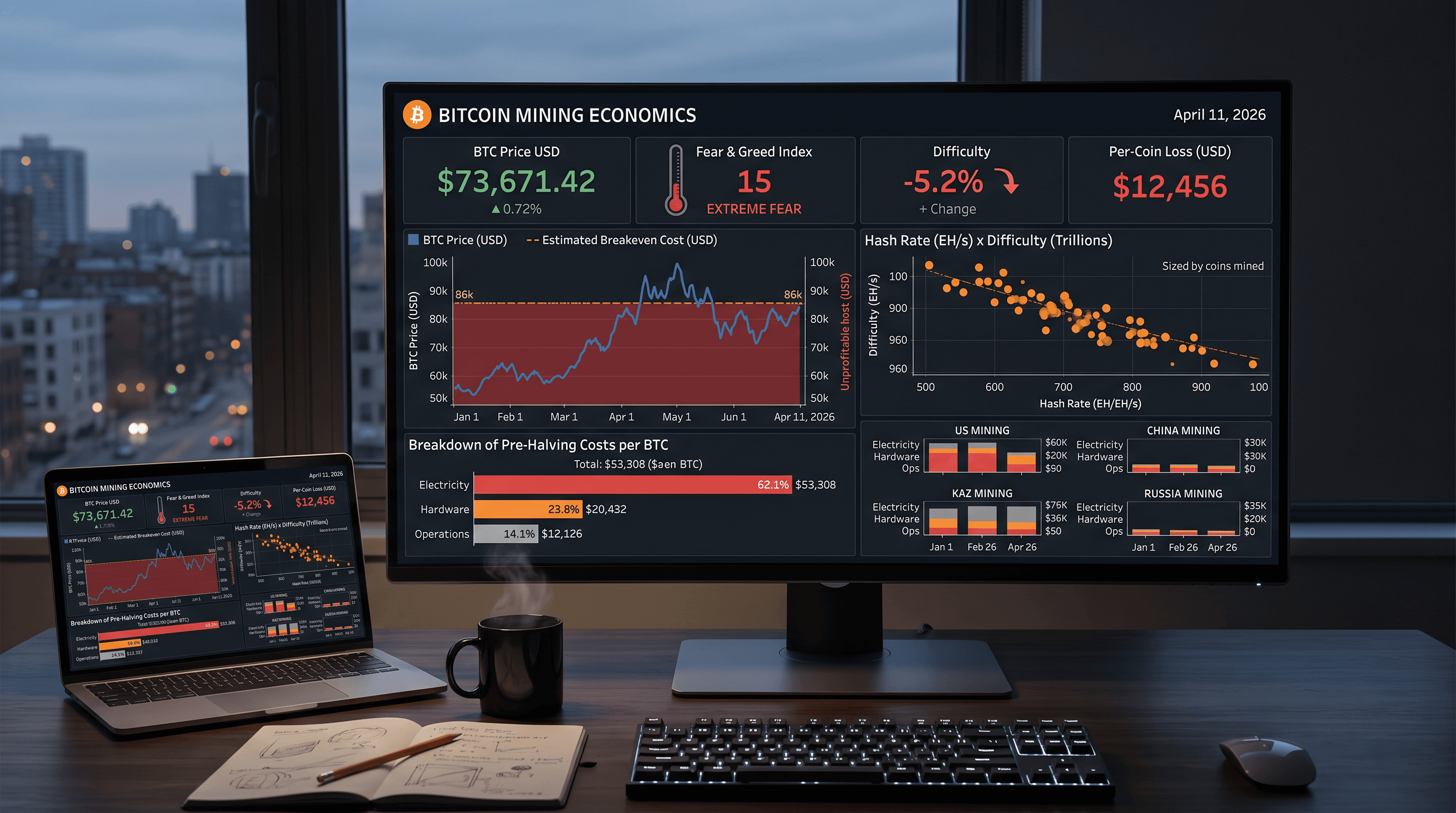 Visualizing Bitcoin Mining Economics Reveals USD 12,456 Per-Coin Losses