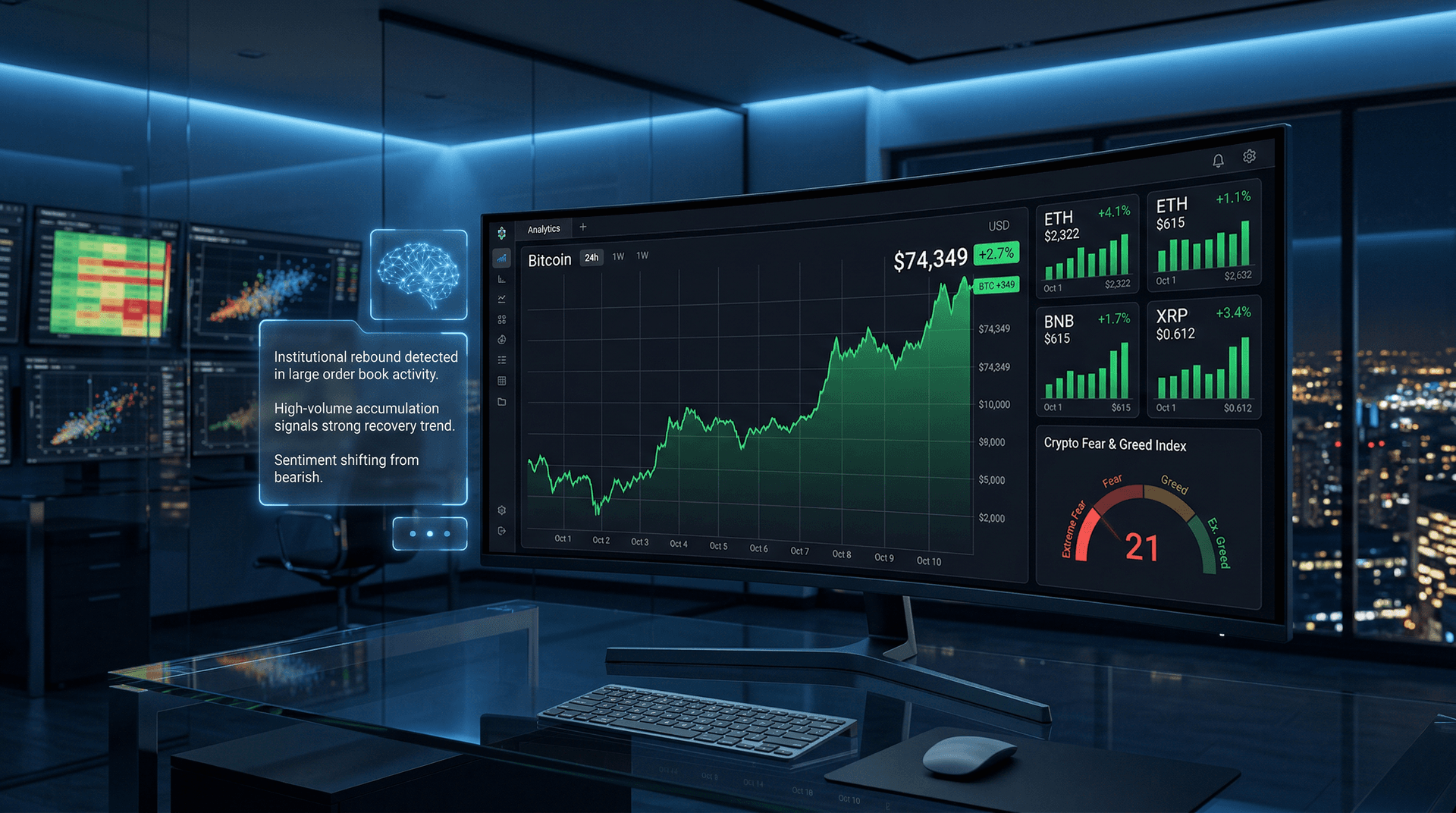 Oracle AI Playbook Revolutionizes Crypto Data Visualization as BTC Surges to $74,349