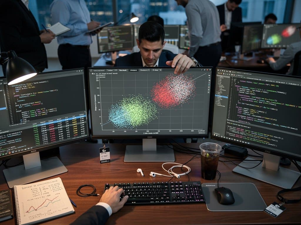 Layered ggsql scatter plot of crypto prices and market caps on Bloomberg terminal with SQL code